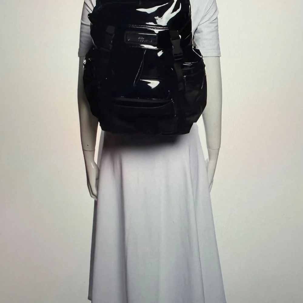 Adidas By Stella McCartney Black Patent and Mesh BackPack - Picture 3 of 4
